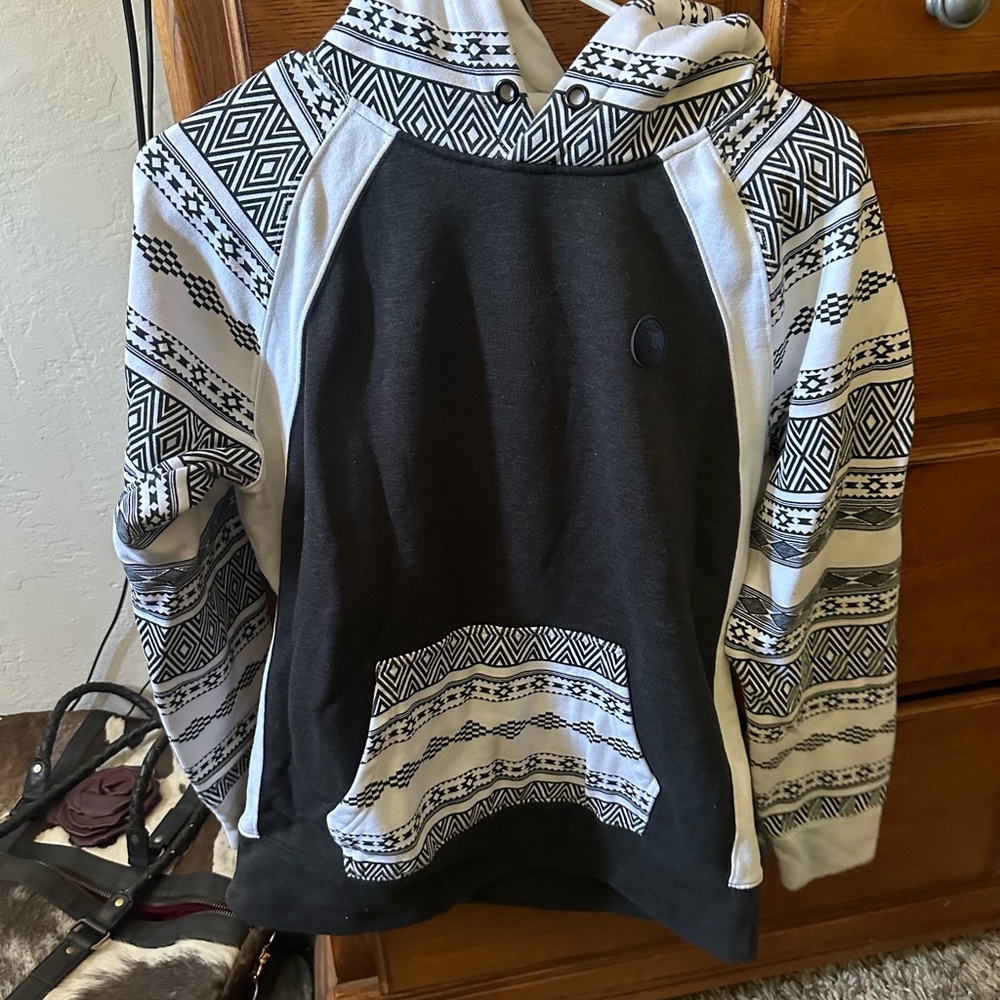 Hooey Black and White Geometric Sweater